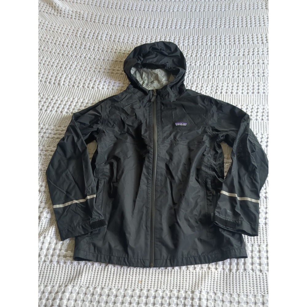 Patagonia Boy's Torrentshell 3L H2No Lightweight Hooded Rain Jacket XL 14 Black